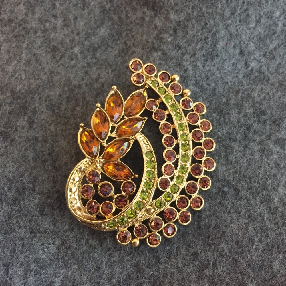Autumn Gold and Topaz Crystal Brooch/Pin